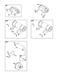 Model 29, 30, 35 And 38 Engine Accessories Catalog / Starter Motor Side Outlet Mufflers Diagram and Parts List for 305446-0639-F1  Briggs and Stratton Engine
